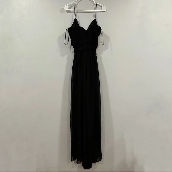 Mac Duggal 70100 Black Faux Wrap Flowy Jumpsuit Medium M
